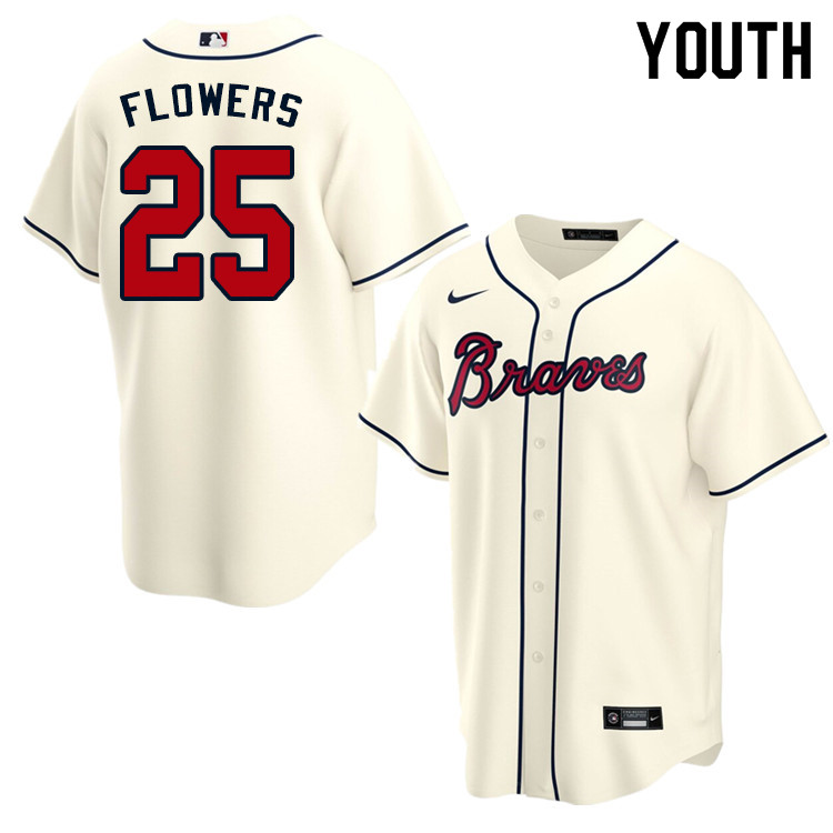 Nike Youth #25 Tyler Flowers Atlanta Braves Baseball Jerseys Sale-Cream